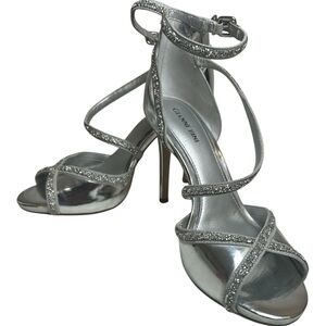 Gianni Bini Metallic Silver Strappy Heels